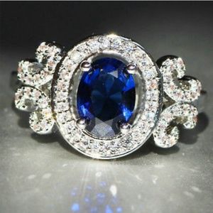 New simulated Sapphire cz sterling silver ring